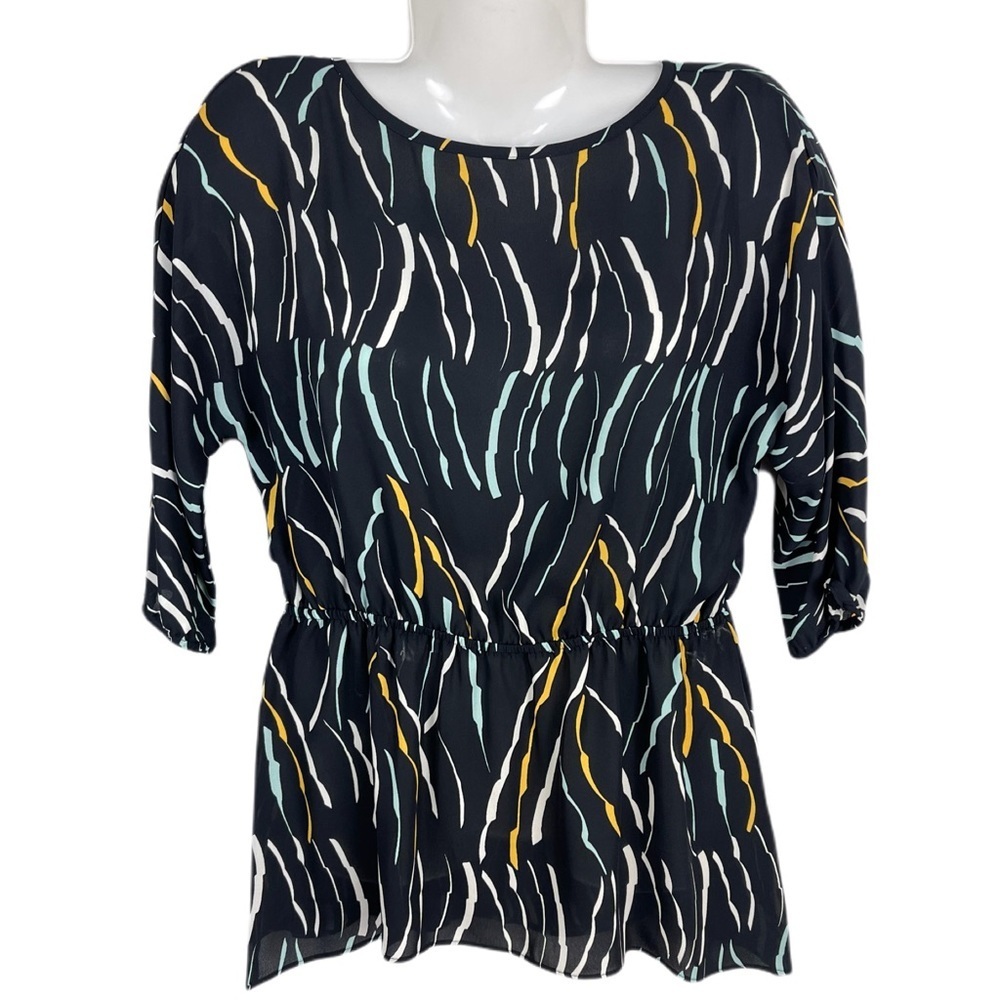 Donna Karan Black Printed Asymmetrical Hem Tunic S